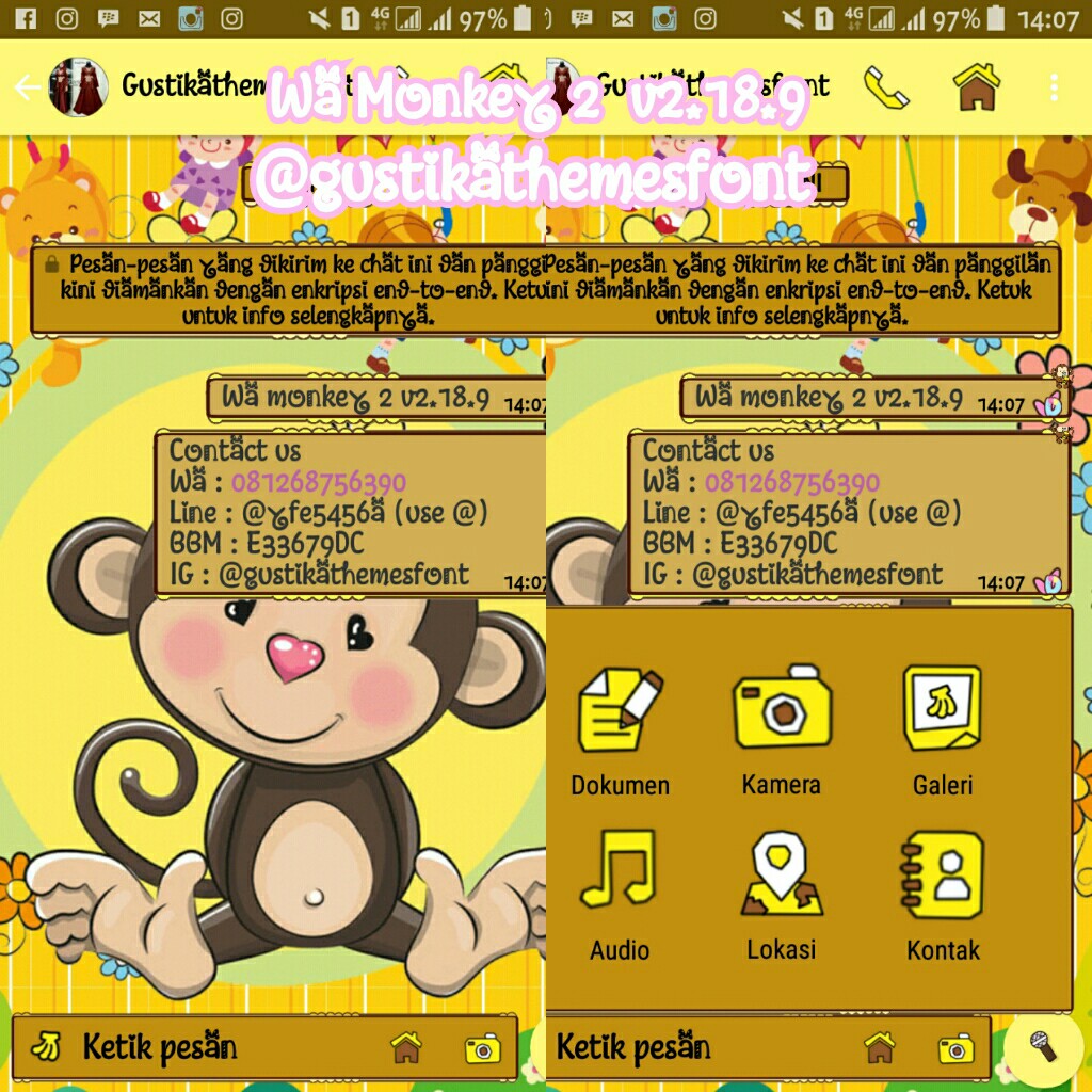 Tema Wa Monkey 2 Telepon Seluler Tablet Di Carousell