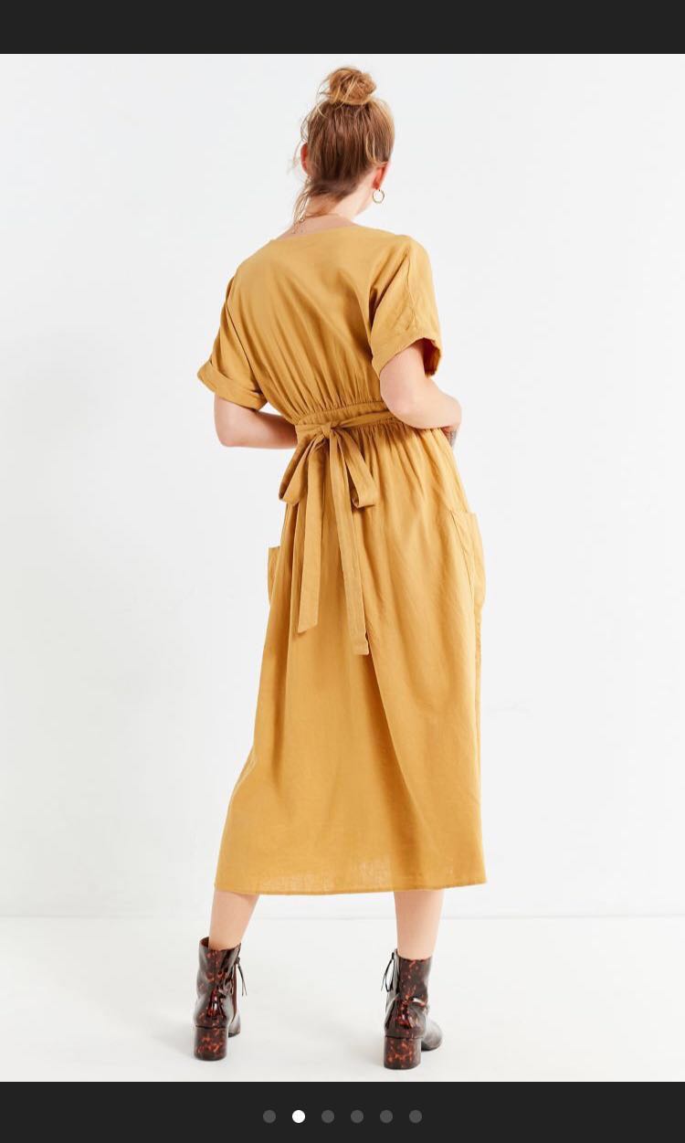 gabrielle linen midi wrap dress