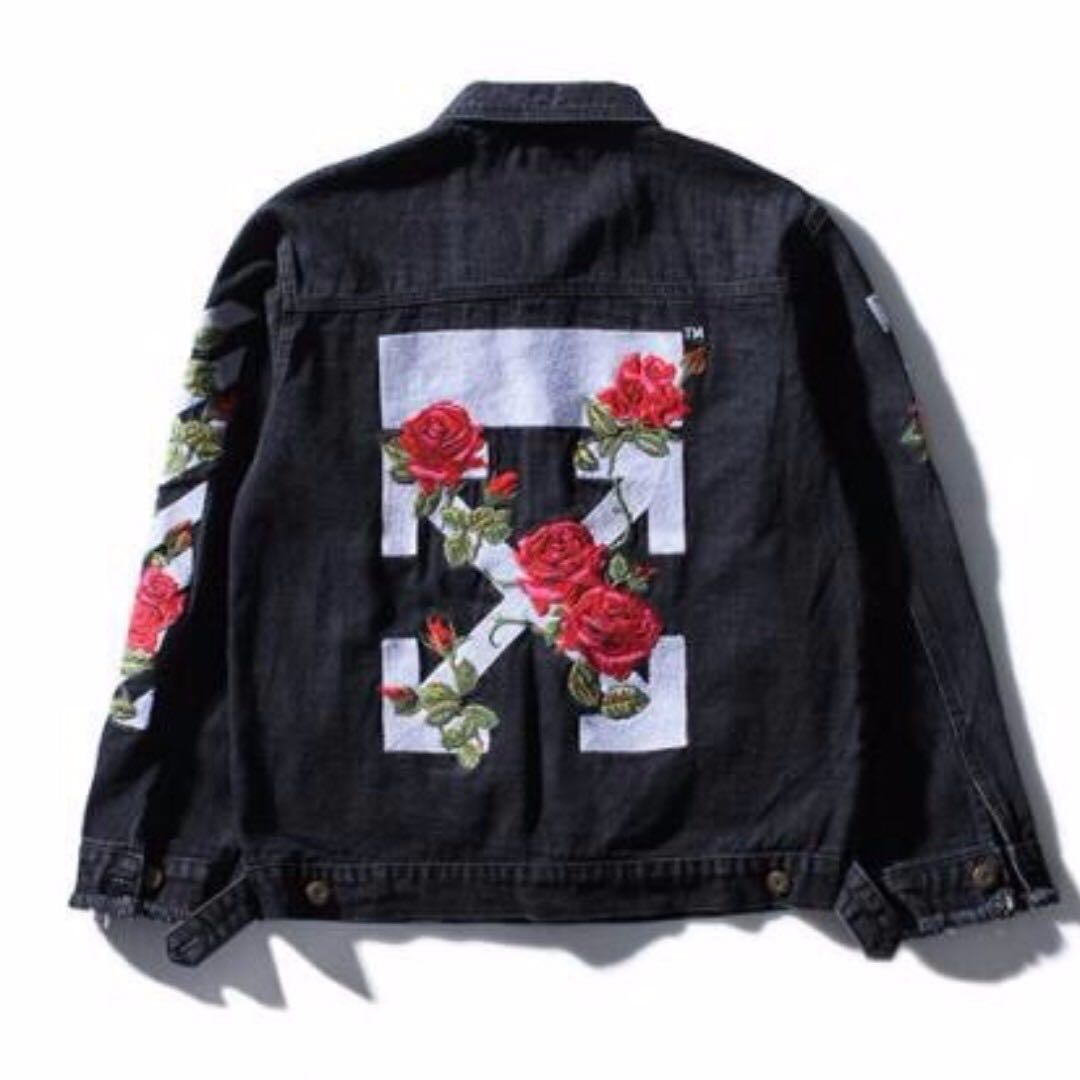 red off white jean jacket