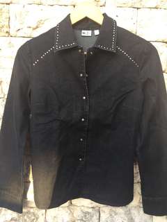 FREE SF in MM ONLY!!! Black Denim Buttondown Longsleeves w/ studs