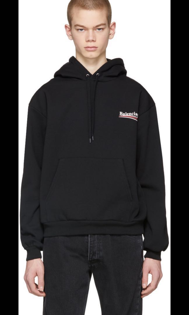 balenciaga black campaign logo hoodie