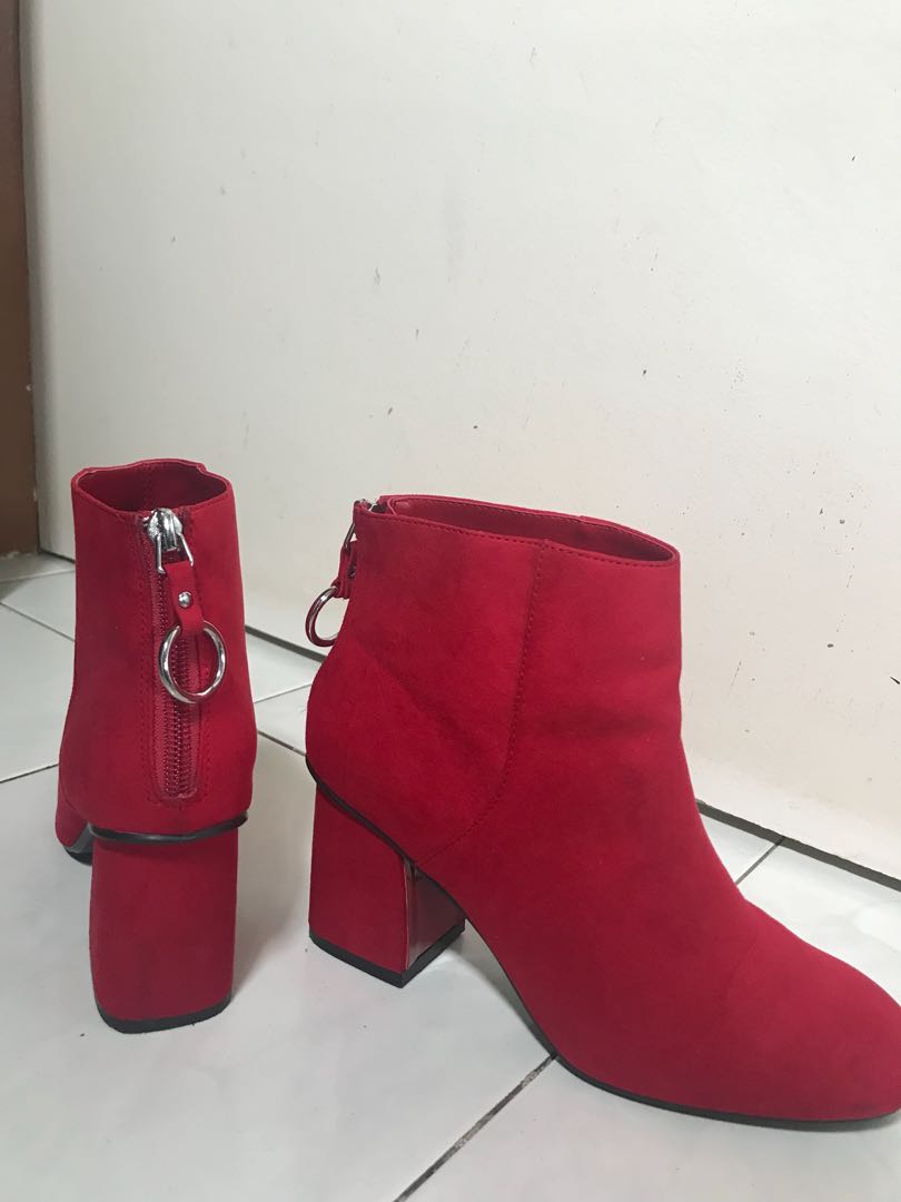 bershka red boots