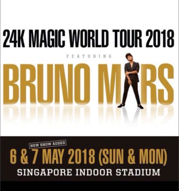 Bruno Mars Singapore Concert, Tickets & Vouchers, Event Tickets on