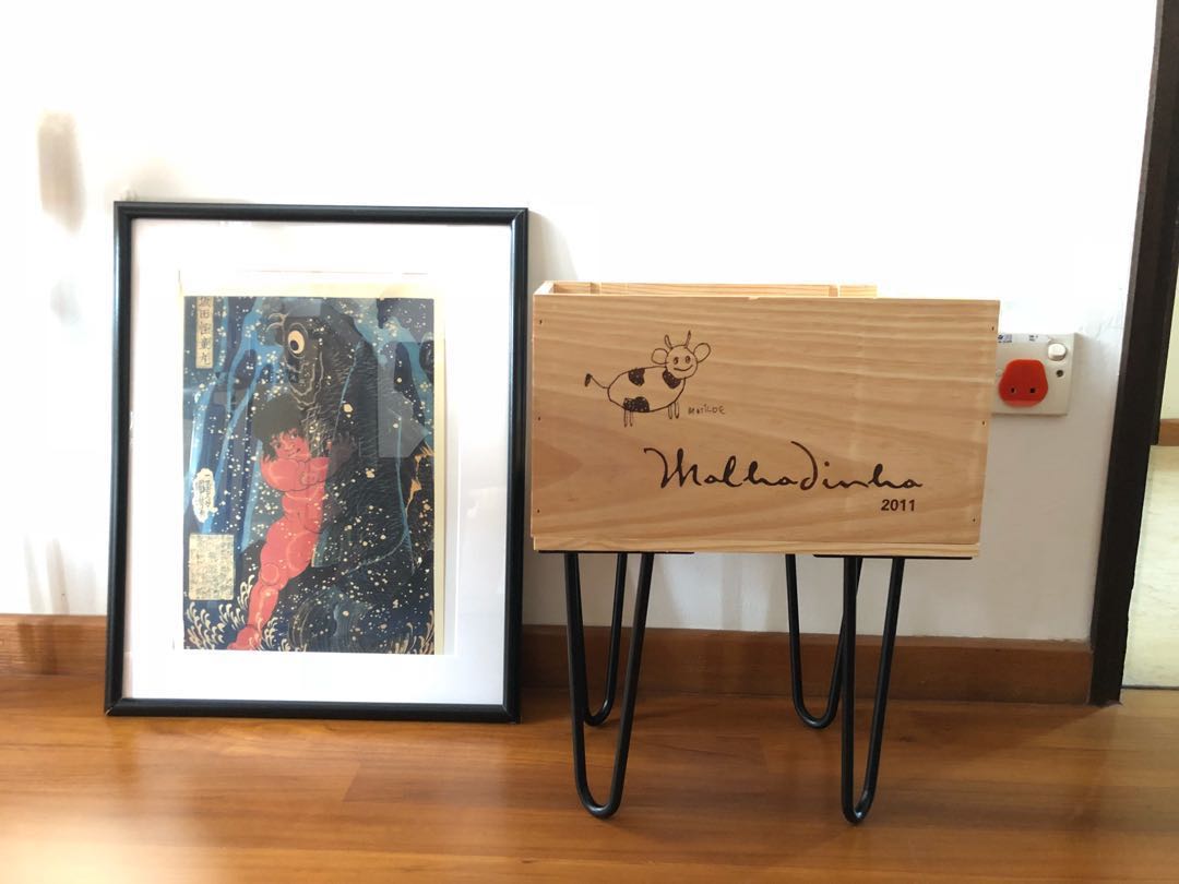 wine crate side table