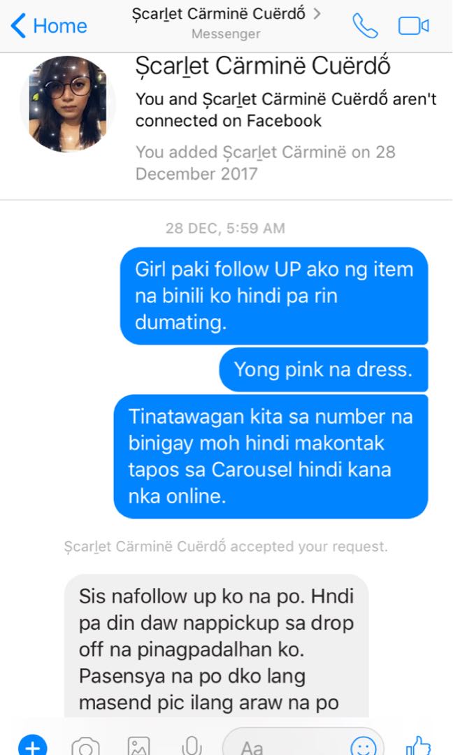 I paid but I never received my order. (Category: Community) located in Lipa City. Submitted by prelovedmystuff (Listing ID 163711283, Image 1). Description: I review her post but I never saw the item that I ordered. Maybe she delete it..