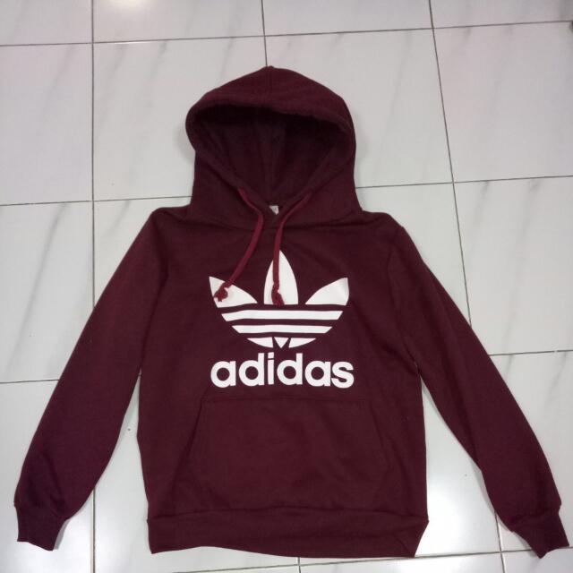 maroon adidas hoodie womens