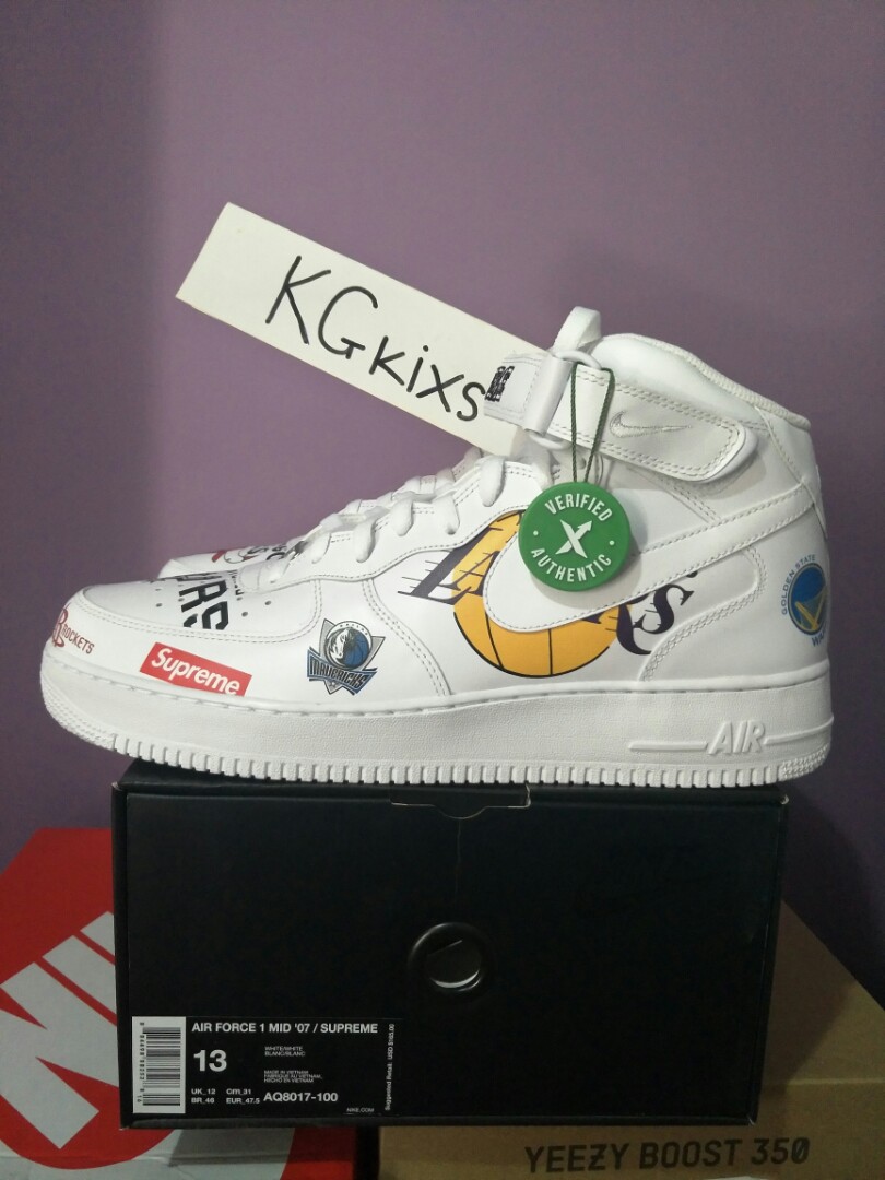 Nike air force 1 mid supreme nba white store