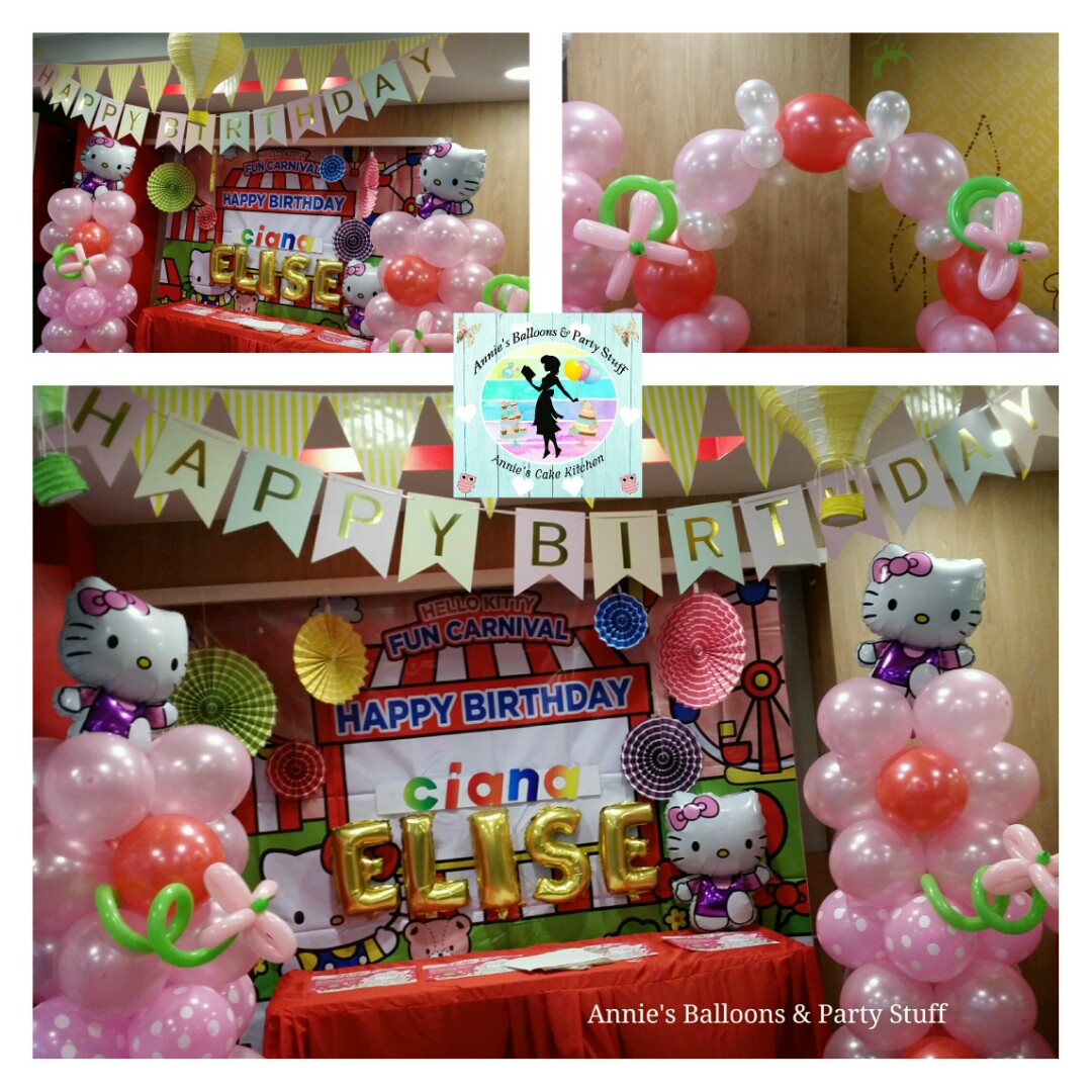 Party Balloons Set Of Hello Kitty Theme Balloon Pillars And