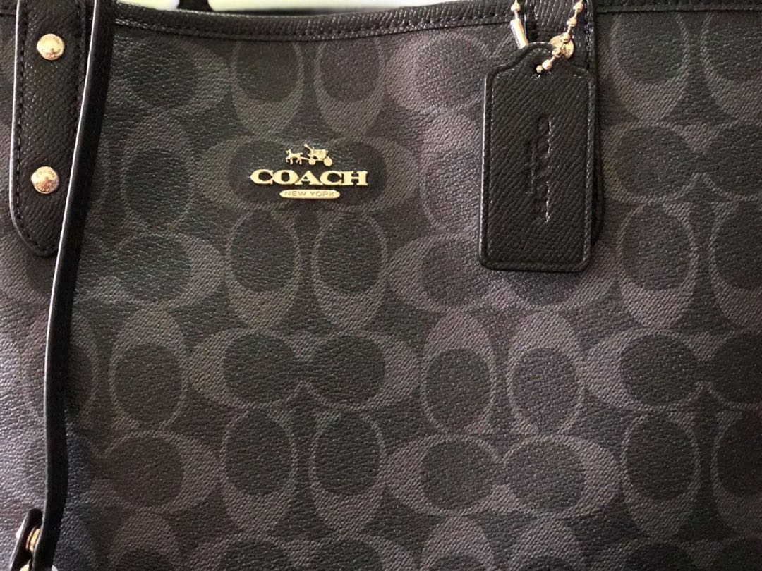 REVERSIBLE CITY TOTE IN DENIM SIGNATURE COACH F58293 SILVER DENIM MIDNIGHT