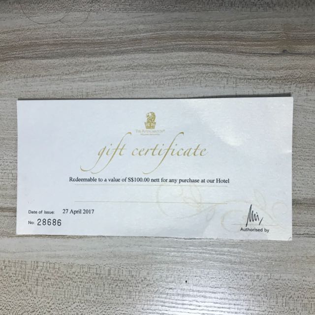 Ritz Carlton Gift Voucher Tickets Vouchers Vouchers on Carousell