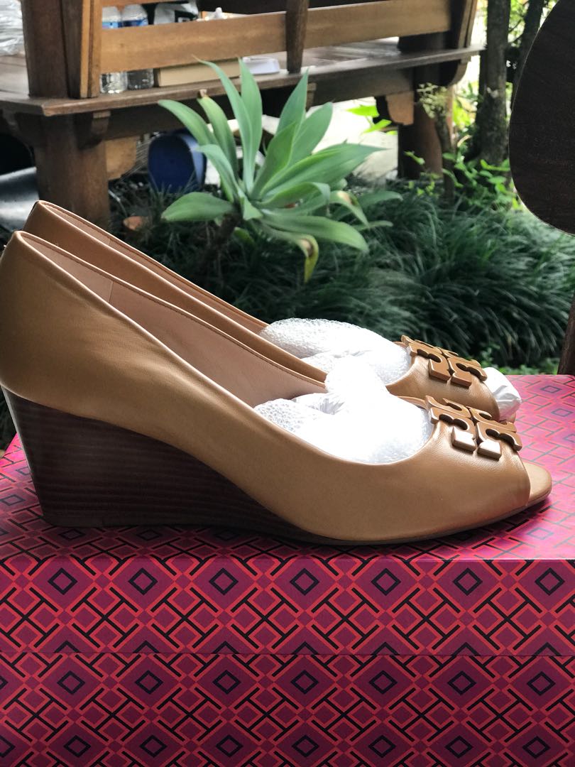Tory burch lowell clearance peep toe wedge