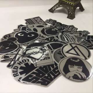 50pcs Metallic Colour Black And White Stickers
