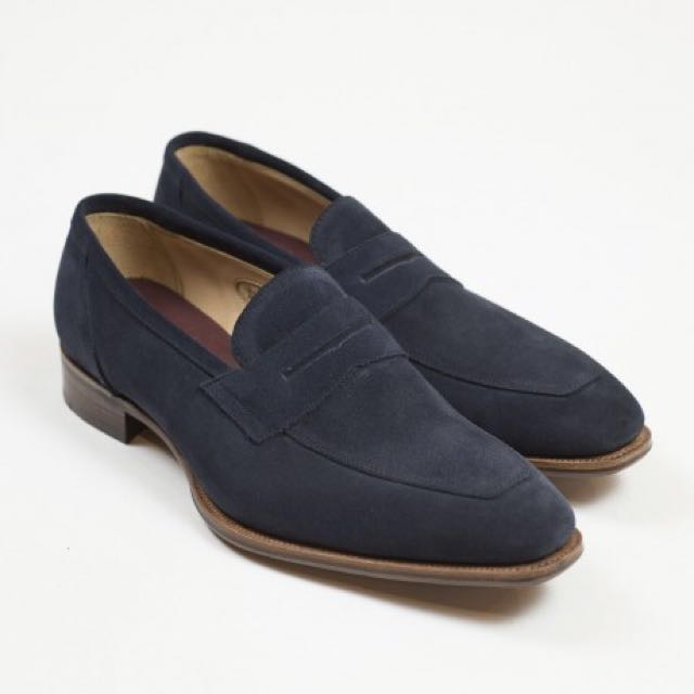 Alfred Sargent Odell Navy Suede Loafers 