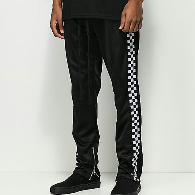 American Stitch Black White Checkered Tricot Track Pants