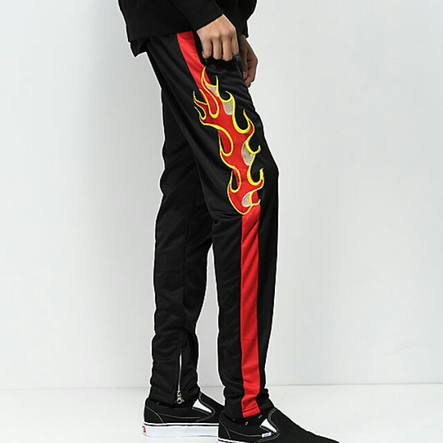 Red track pants mens top