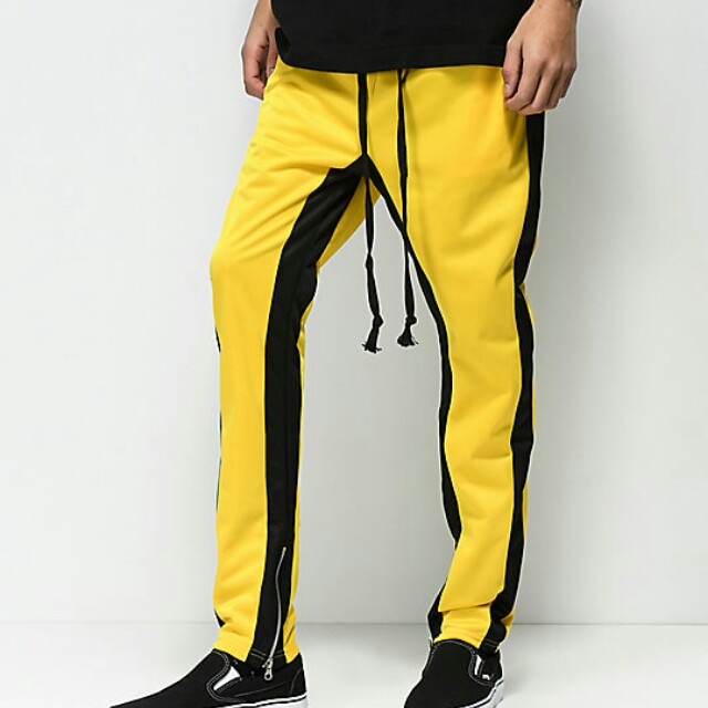 Yellow and black track pants clearance