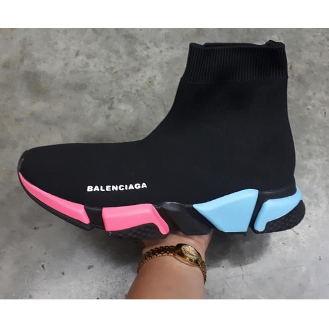 balenciaga speed trainer black and pink