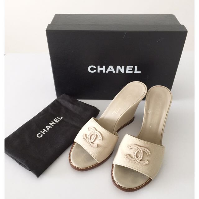 CHANEL Wedges Sandals Size 36, Women's 