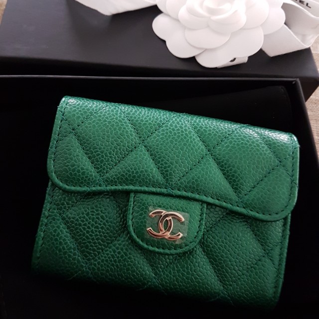 Chanel XL Flap Cardholder Emerald Green Caviar 18S