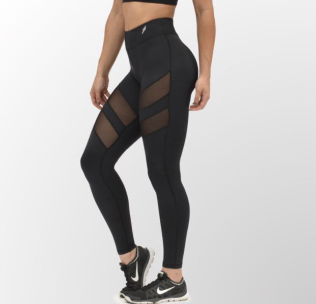 Doyoueven Mesh Panel Leggings Black Small Sports Athletic