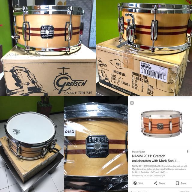GRETSCH Mark Schulman signature 12x6 maple bubinga inlay NEW