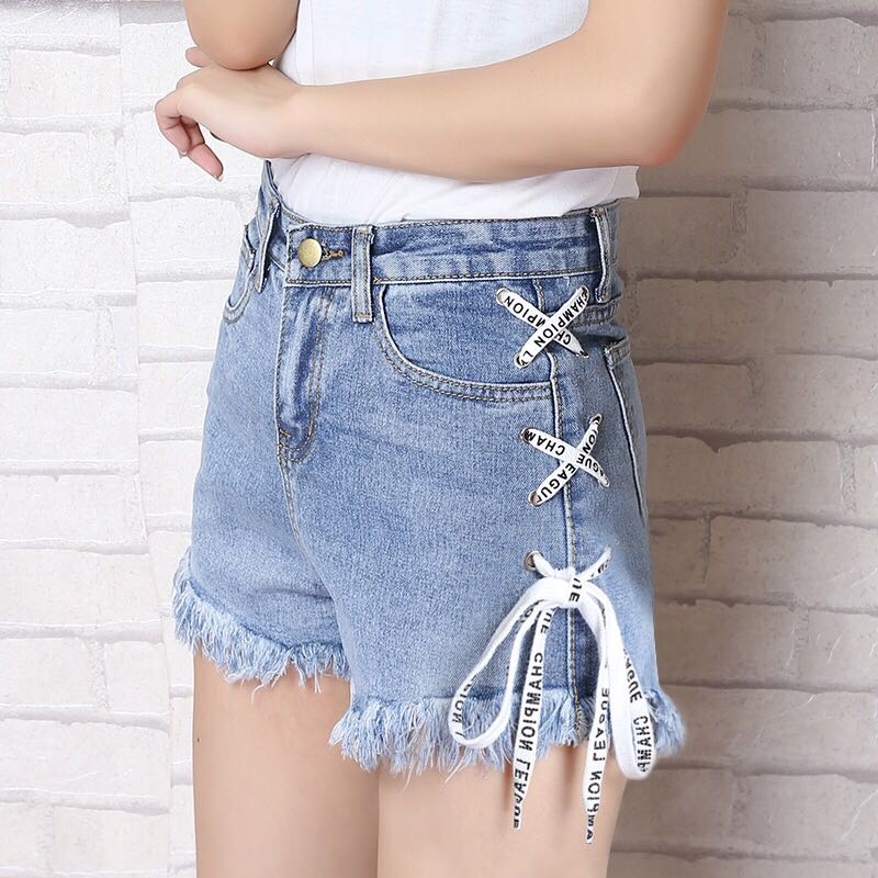 jeans with ribbon on side