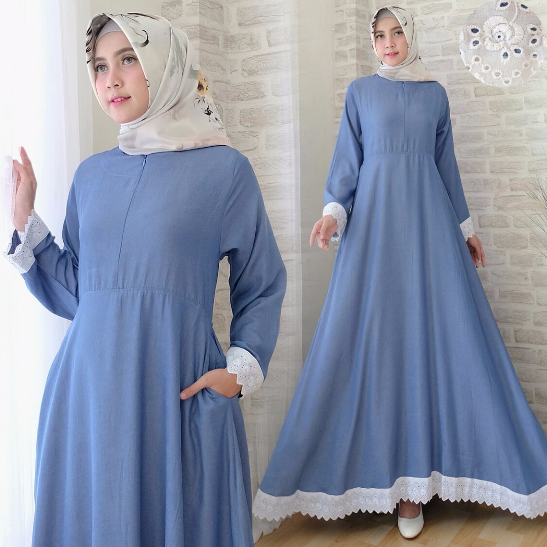 Gambar Baju Gamis  Renda  Model  Sekarang Jilbab Voal