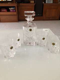 Liquor crystal glass set with cups