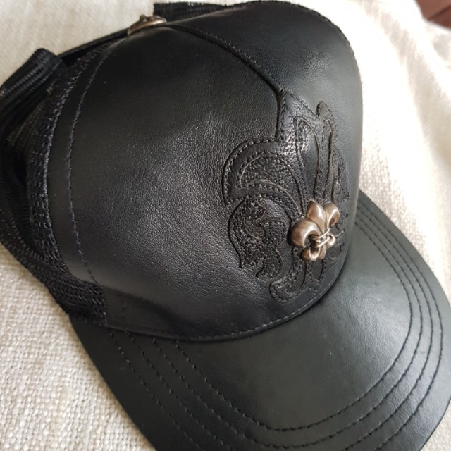 chrome hearts leather bucket hat