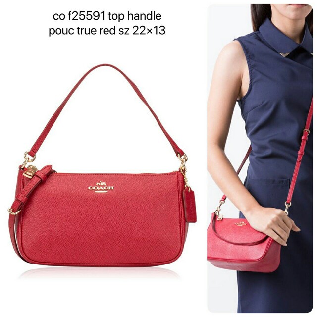 Coach f25591 top handle Pouch true red sz 22 13