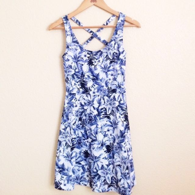 H M Blue Floral Dress Women S Fashion Clothes Dresses Skirts On Carousell