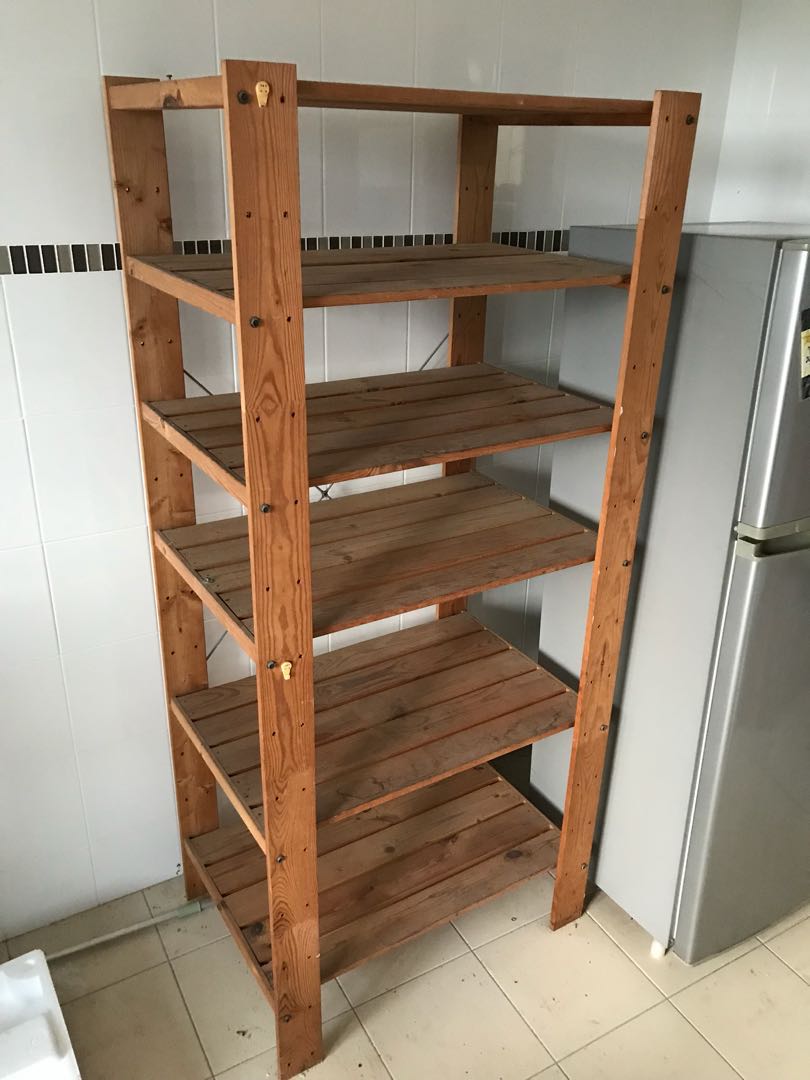 Ikea Wooden Rack Shelf Furniture Shelves Drawers On Carou Photo