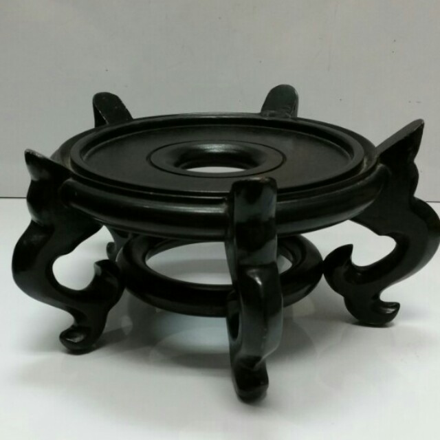 Old Chinese Wooden Vase Stand D20xh12cm Vintage Collectibles