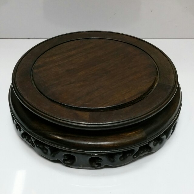 Old Chinese Wooden Vase Stand D24cm Huge Vintage Collectibles