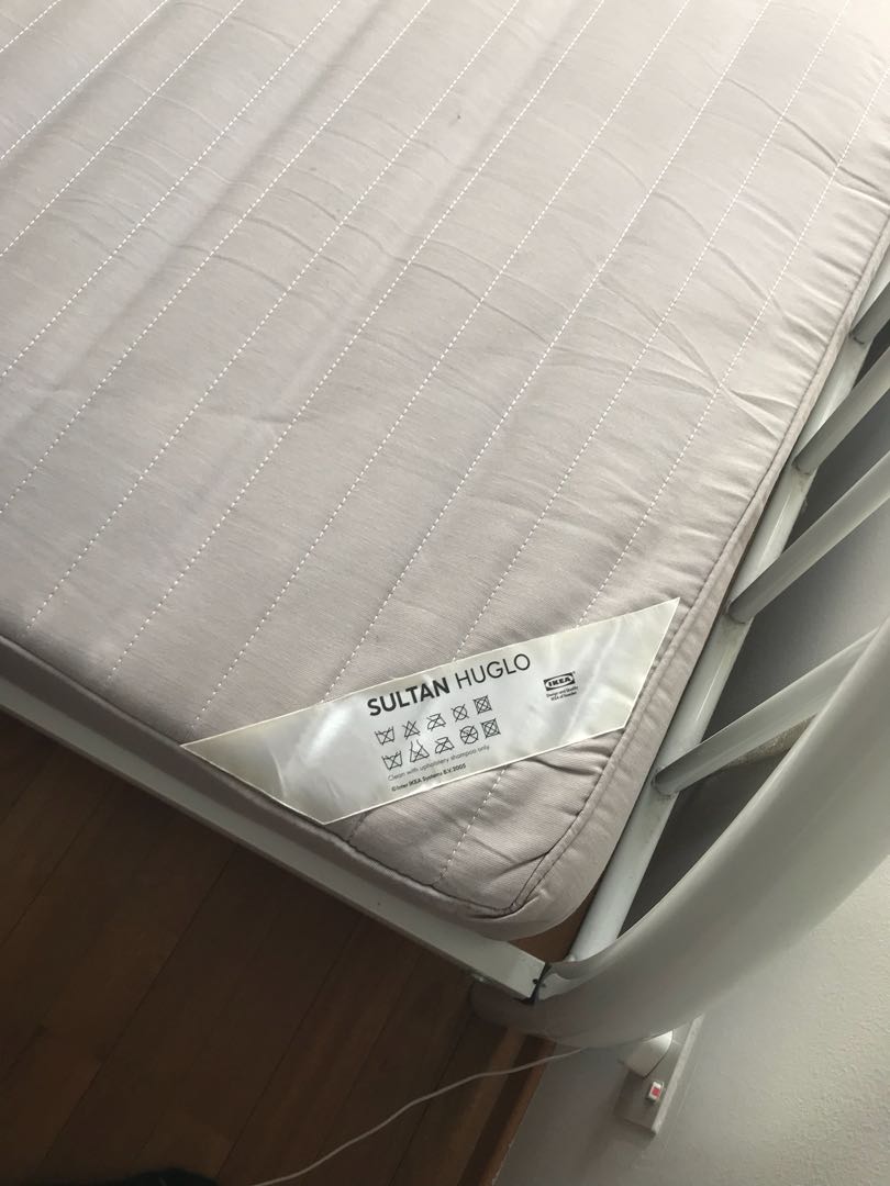 Single Metal Frame bed with IKEA Sultan Huglo Mattress, Furniture & Home Living, Furniture, Bed