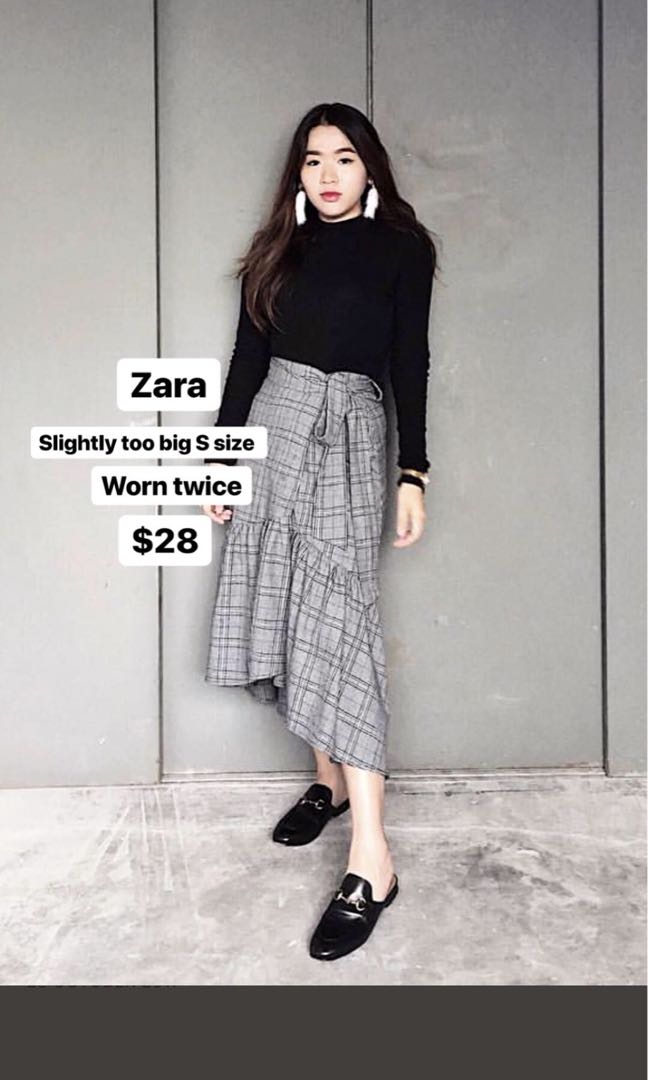 Zara checkered skirt, Women's Fashion 