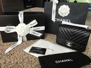 Chanel mini square chevron bag