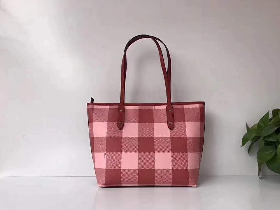 Coach wild plaid discount city zip tote