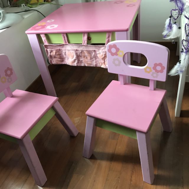 Elc table and chairs pink discount