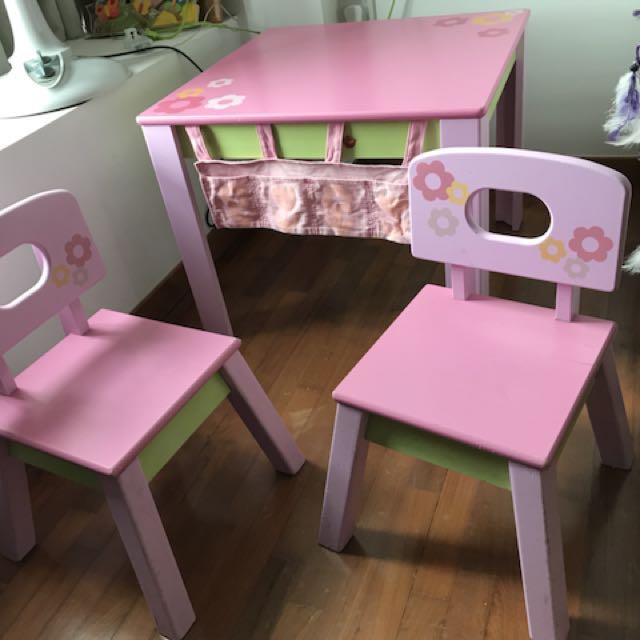 Elc table and 2025 chairs pink