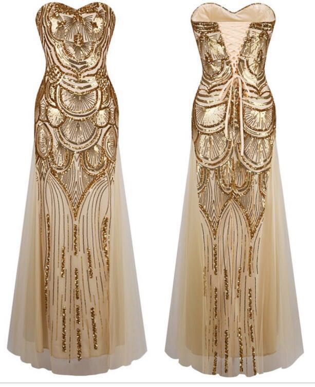Great Gatsby Gold Sequin Gown Women S Fashion Clothes Dresses Great Gatsby Gold Sequin Gown Women S Fashion Clothes Dresses Skirts On Carou