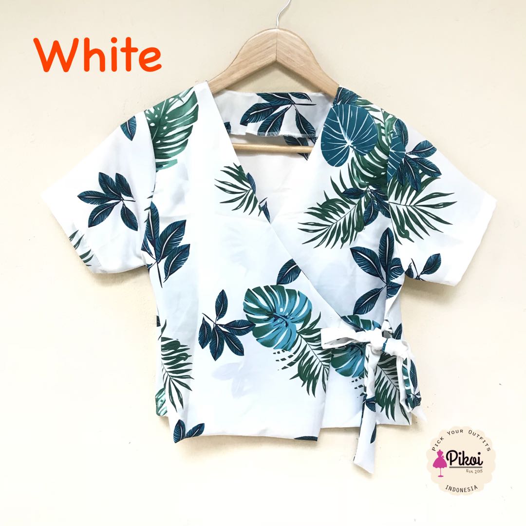 Kimono Summer Baju Pantai Daun Kimono Satin Murah Tropical Beach Palm 1251 Olshop Fashion Olshop Wanita Di Carousell