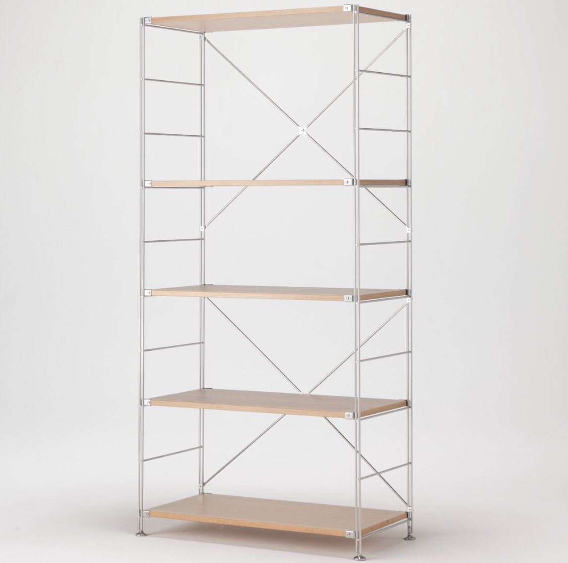 MUJI Stainless Steel Unit Shelf Set Oak Wood, 傢俬＆家居, 傢俬, 櫃子、組合櫃及置物架
