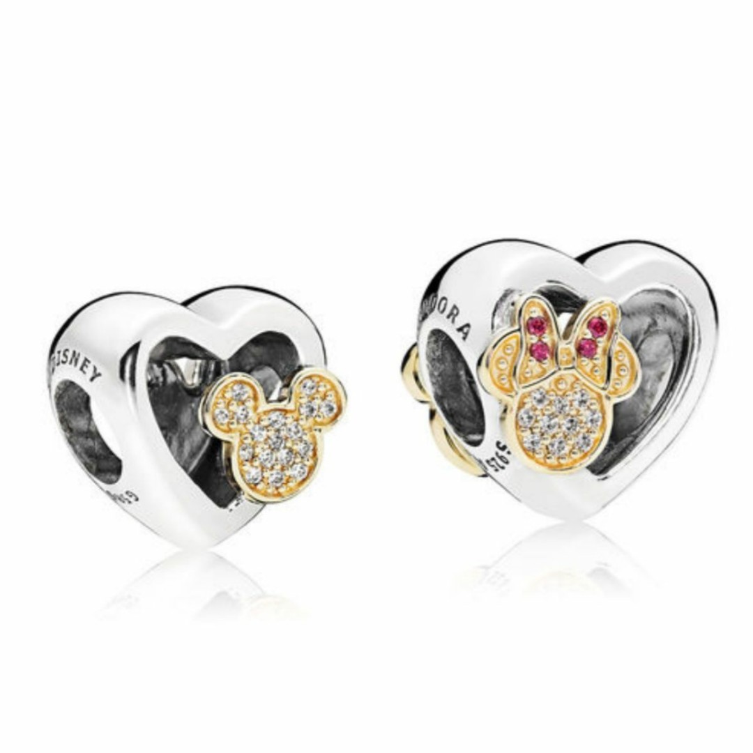 Mickey and Minnie Heart Charm 