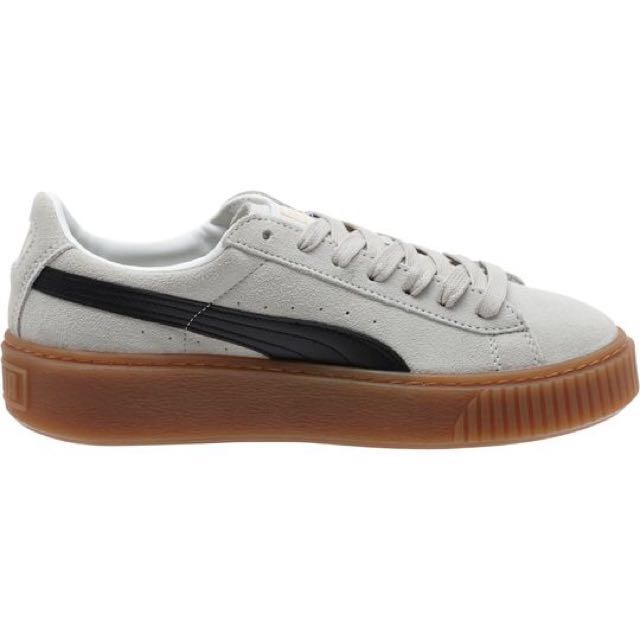 Puma Suede Platform Core in Whisper White Puma Black