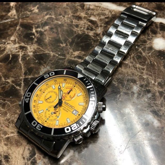 Seiko yellow chronograph clearance