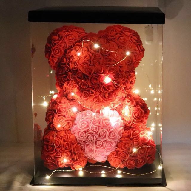 rose bear with led light