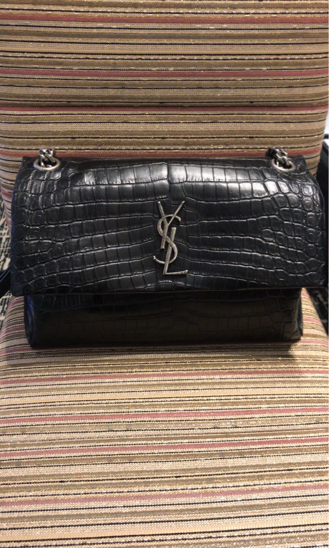 Medium west hollywood bag in black crocodile embossed leather sale