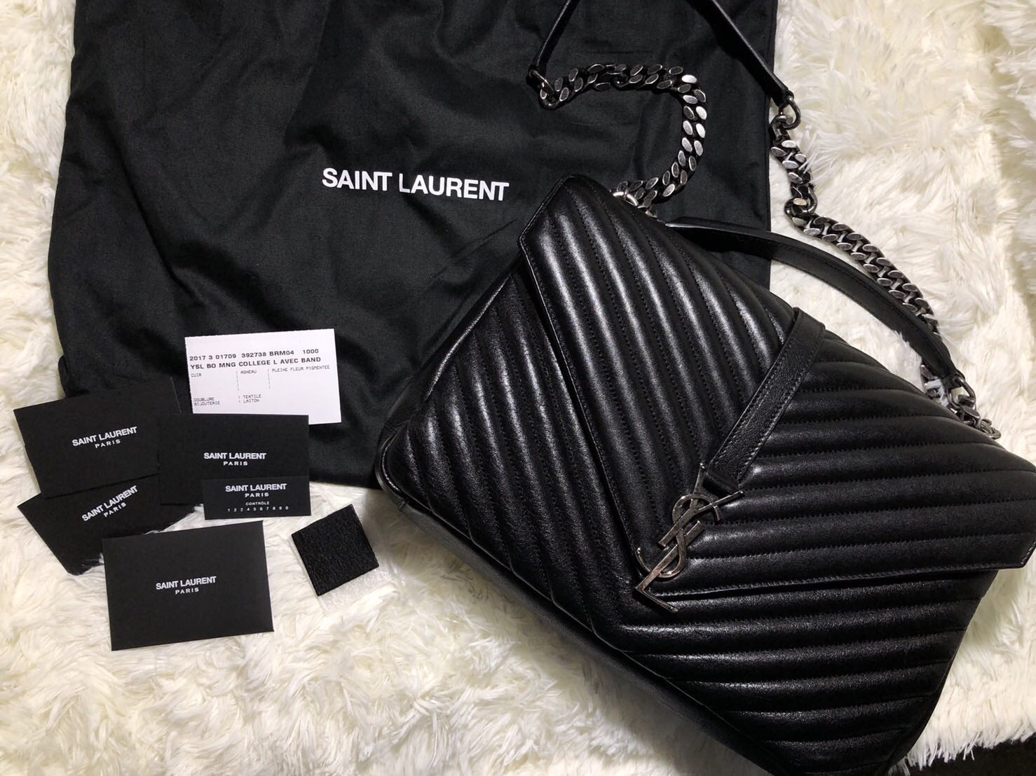 降價降價ysl黑銀鍊學院包大款 名牌精品 精品包包在旋轉拍賣