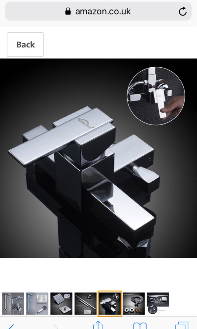 Auralum Bathroom Mixer Shower Set with Square 8" Shower Head and